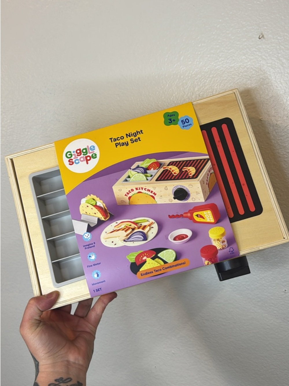 Taco Night Play Set - Purple & Natural Wood Kids Toy